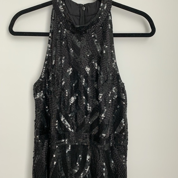 Adrianna Papell Black Sequin Beaded Long Dress - Picture 5 of 8